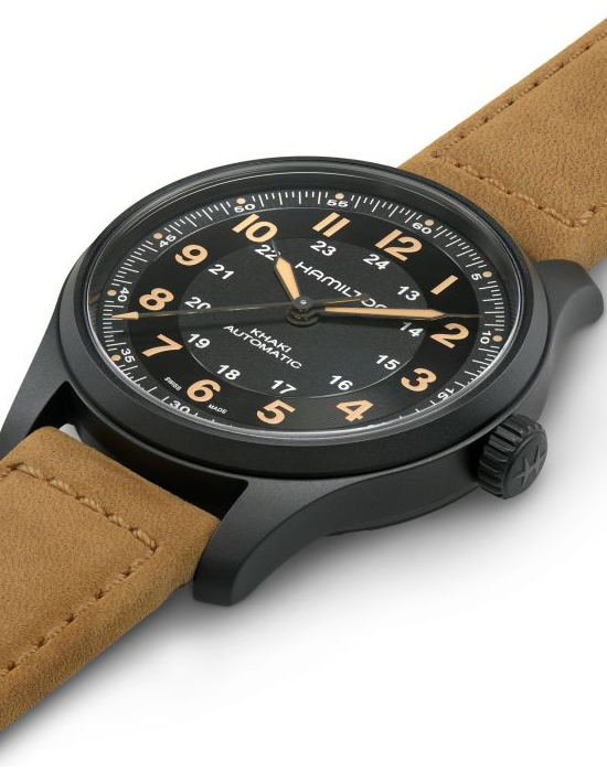 Hamilton Hamilton Khaki Field Titanium Auto H70665533, khaki field швейцария мужские часы на браслете кожаный боковой вид